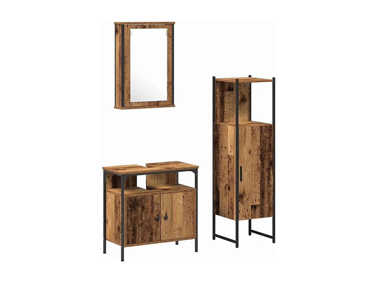 Ensemble de mobilier de salle de bain avec porte 3 pcs Marron