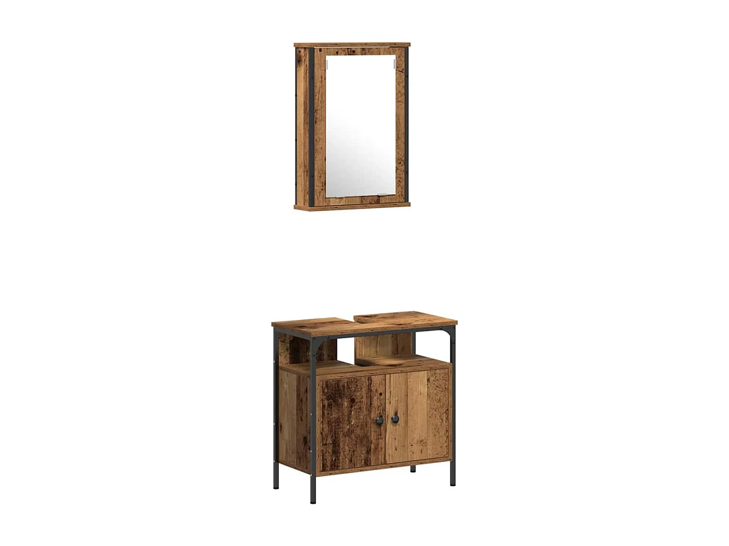 Ensemble de mobilier de salle de bain avec porte 3 pcs Marron