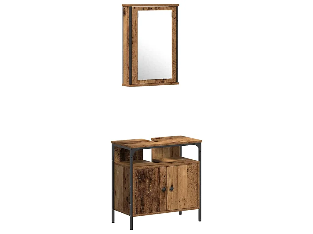 Ensemble de mobilier de salle de bain avec porte 3 pcs Marron