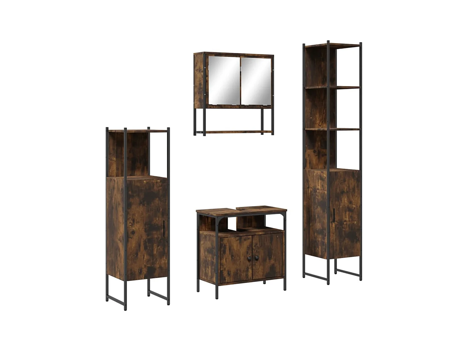 Ensemble de meubles de salle de bain 4 pcs Chêne fumé Bois