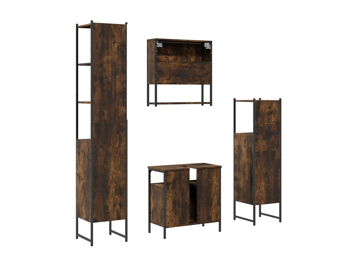 Ensemble de meubles de salle de bain 4 pcs Chêne fumé Bois