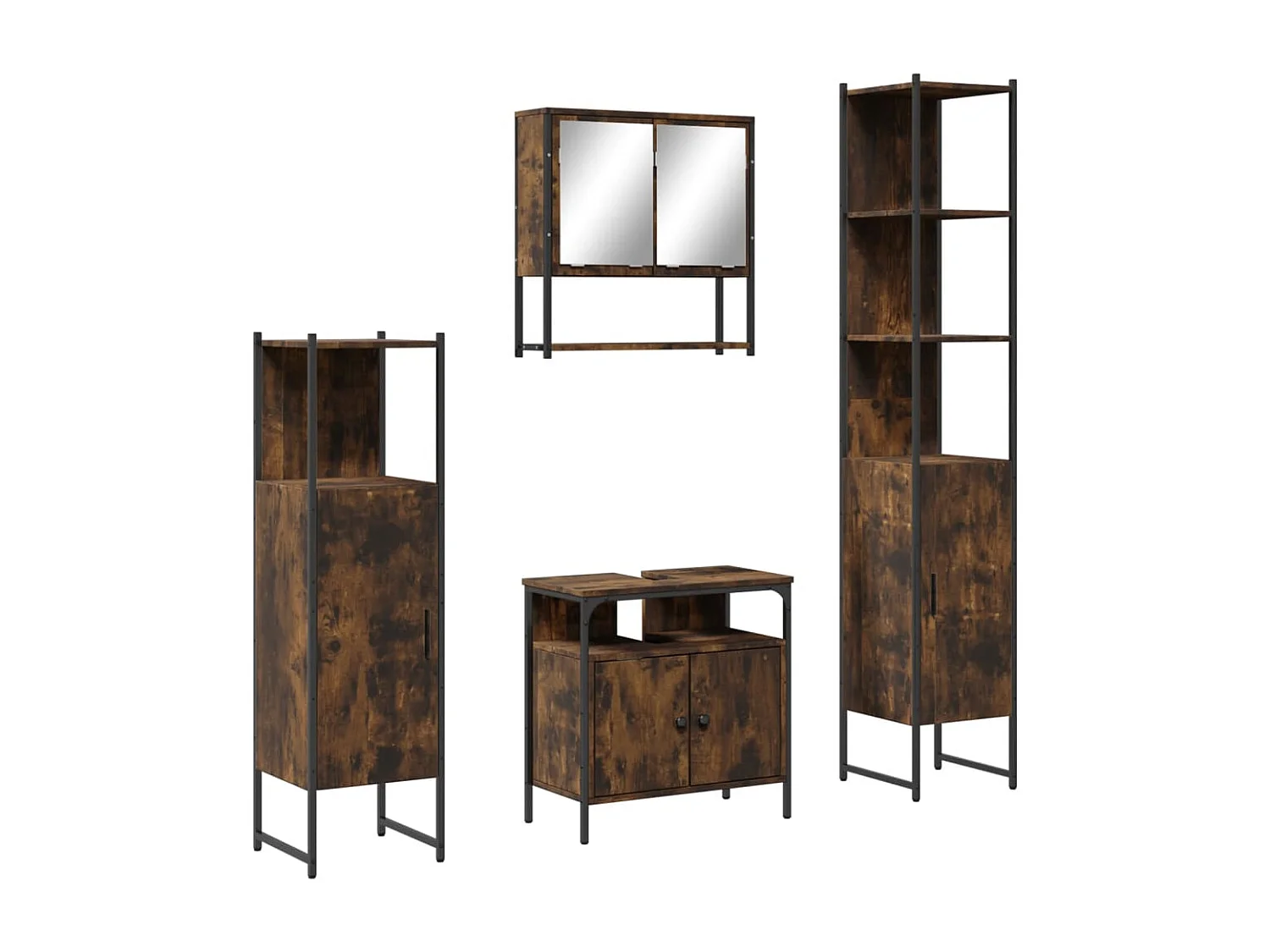 Ensemble de meubles de salle de bain 4 pcs Chêne fumé Bois