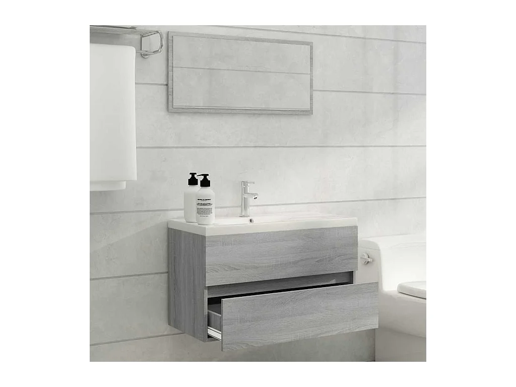 Ensemble de meubles de salle de bain 2 pcs Sonoma gris