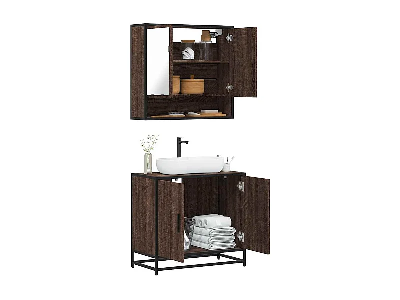 Ensemble de meubles de salle de bain 2 pcs Chêne marron