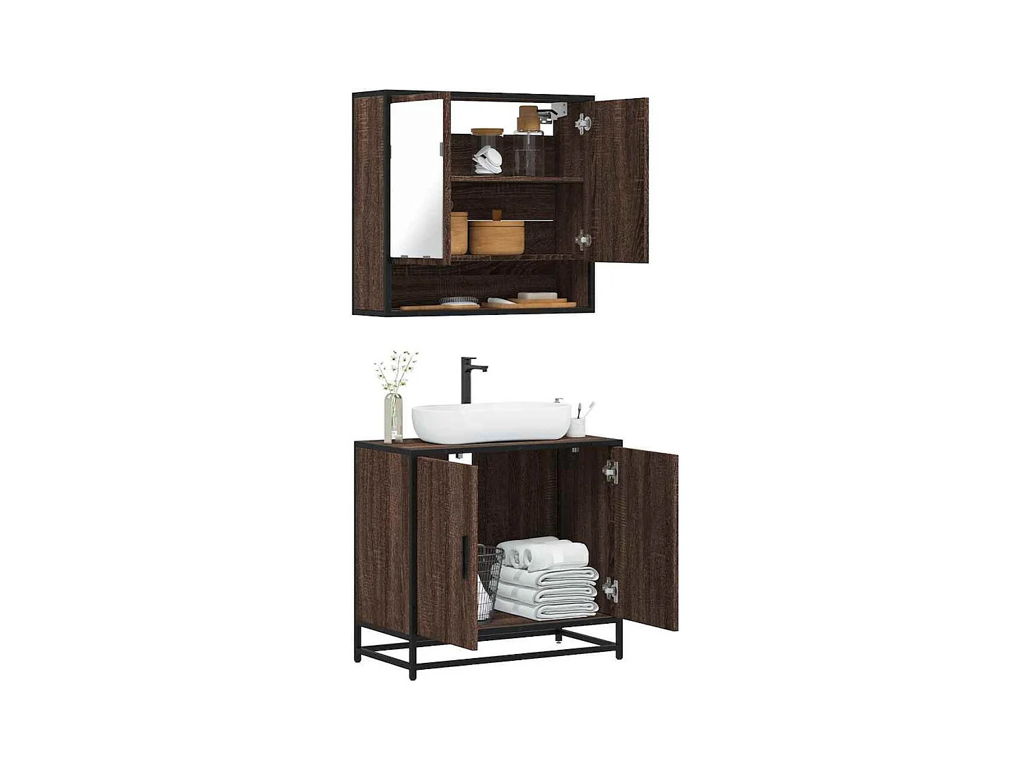 2-delige badkamermeubelset Bruin eiken
