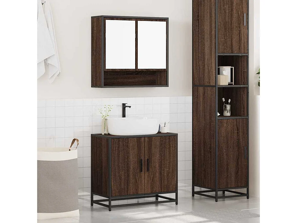 Ensemble de meubles de salle de bain 2 pcs Chêne marron