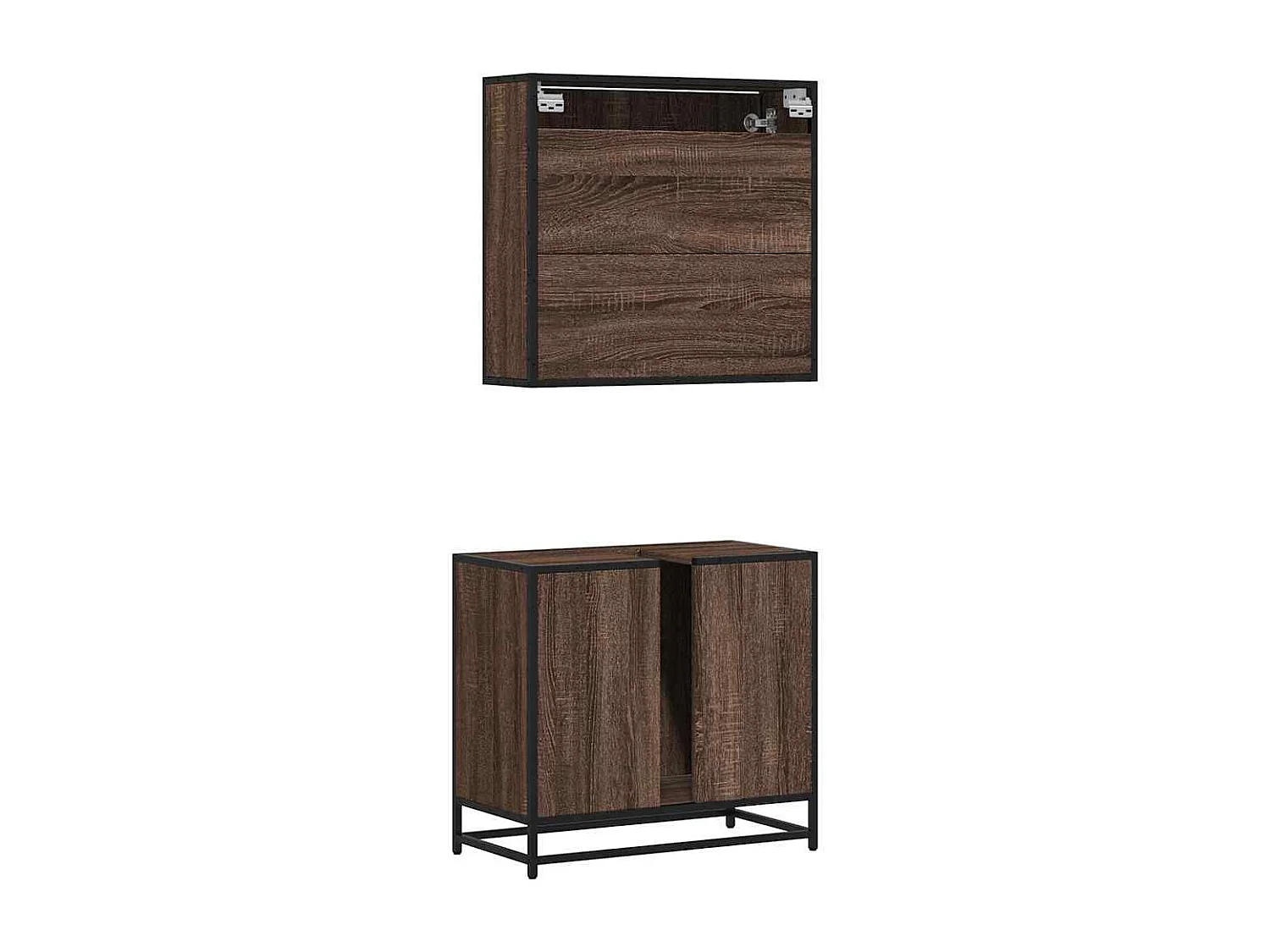 Ensemble de meubles de salle de bain 2 pcs Chêne marron