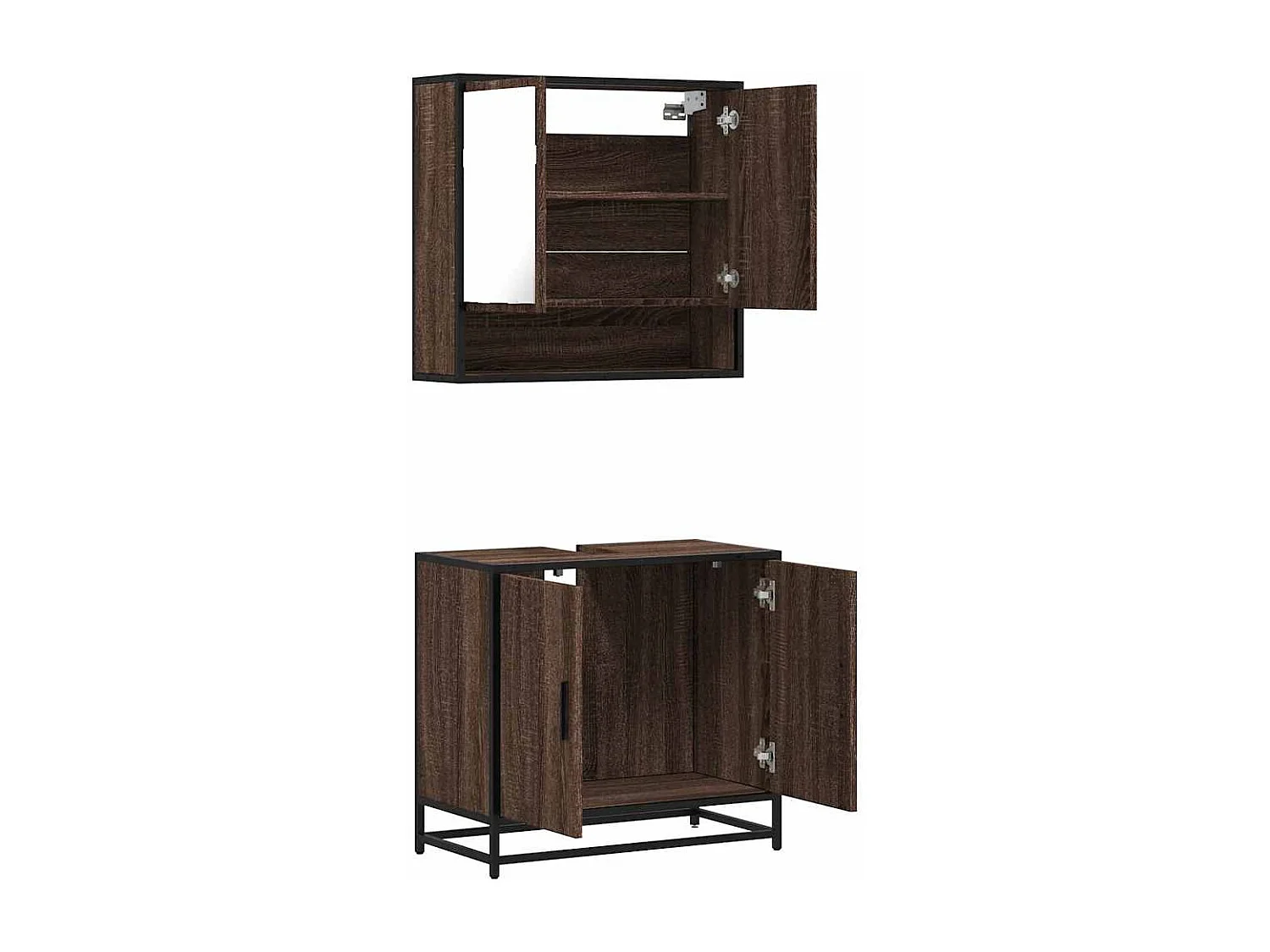 Ensemble de meubles de salle de bain 2 pcs Chêne marron
