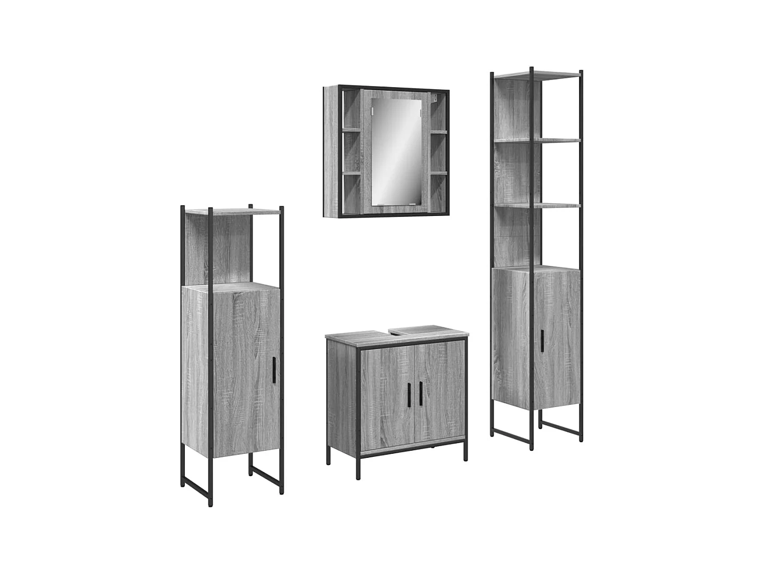 Ensemble d'armoires de salle de bain 4 pcs sonoma gris