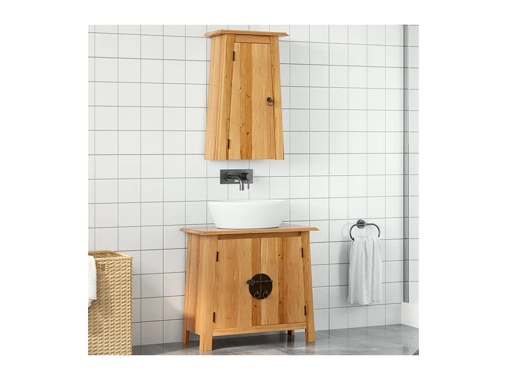 Ensemble de meubles de salle de bain 2 pcs bois de pin massif
