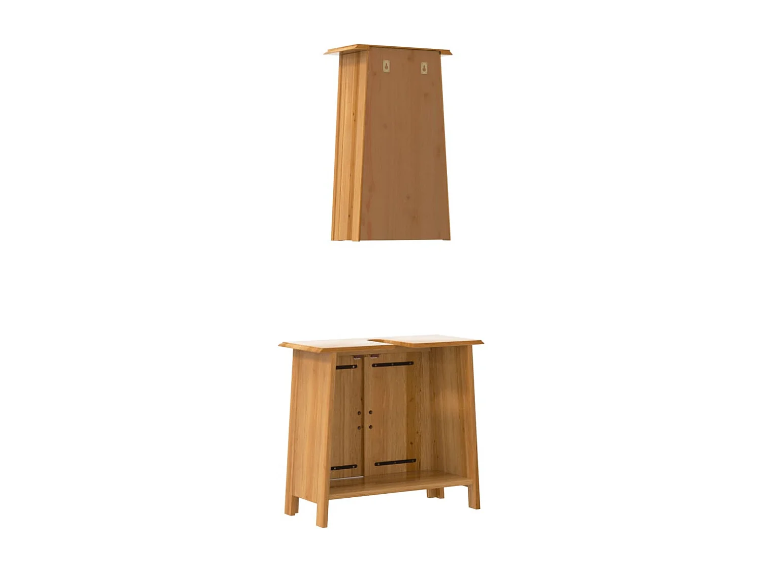 Conjunto de muebles de baño de 2 piezas fabricado en madera maciza de pino