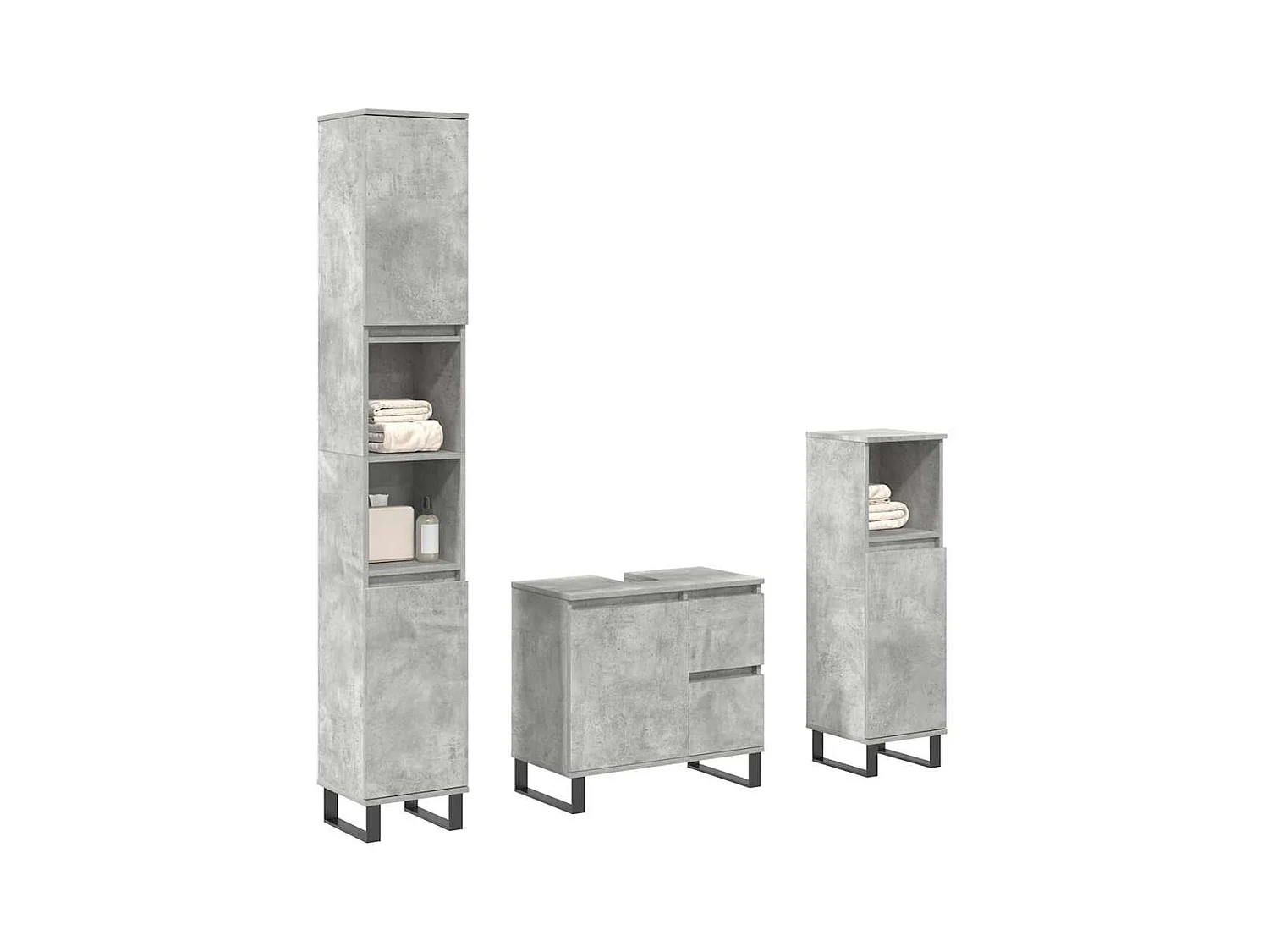 Ensemble de meubles de salle de bain 3 pcs gris béton