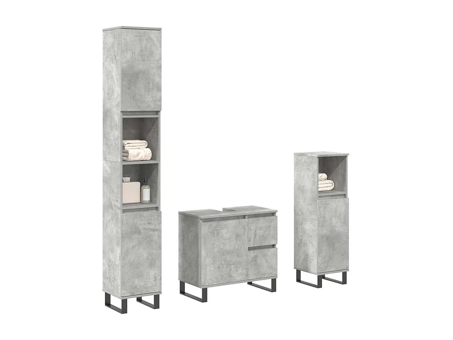 Ensemble de meubles de salle de bain 3 pcs gris béton