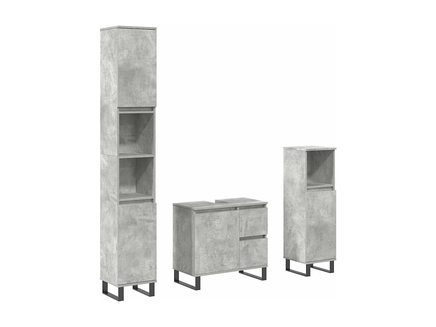 Ensemble de meubles de salle de bain 3 pcs gris béton
