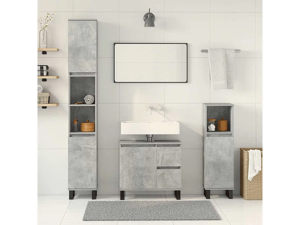 Ensemble de meubles de salle de bain 3 pcs gris béton