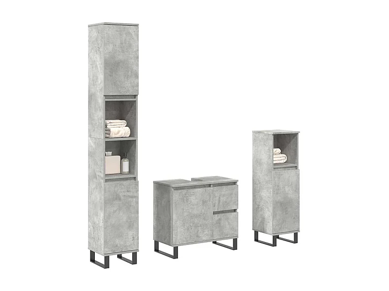 Ensemble de meubles de salle de bain 3 pcs gris béton