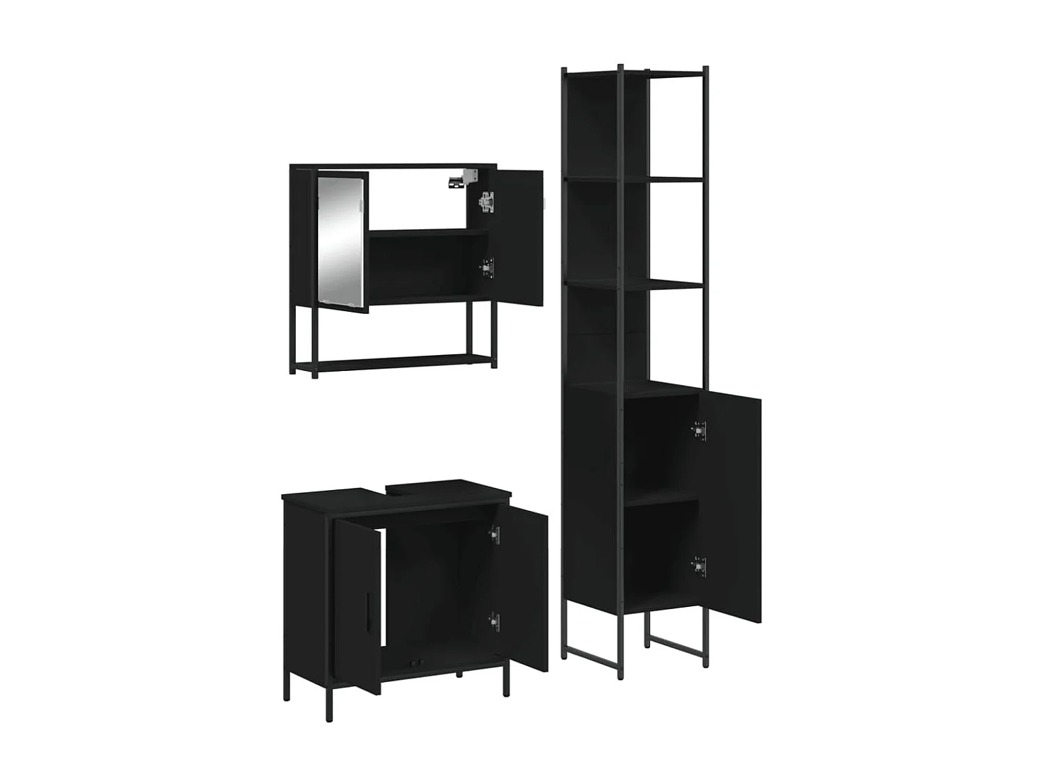 Ensemble de meubles salle de bain 3 pcs noir bois d'ingénierie