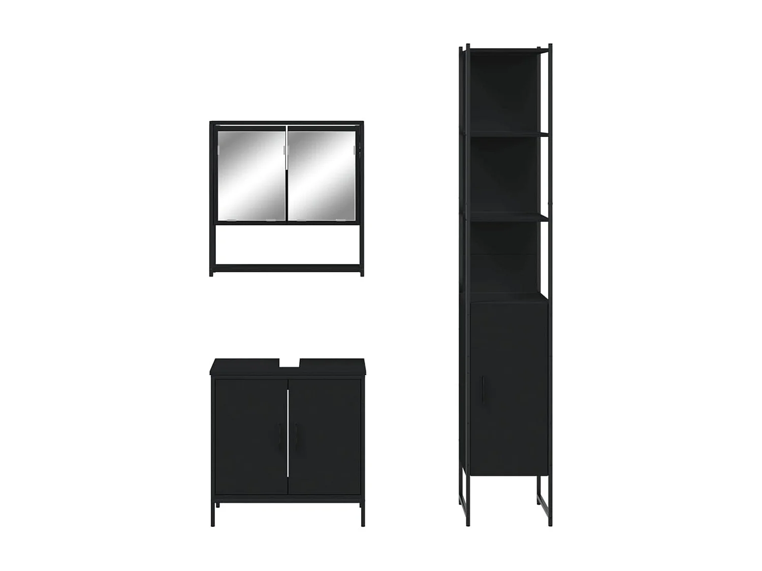 Ensemble de meubles salle de bain 3 pcs noir bois d'ingénierie