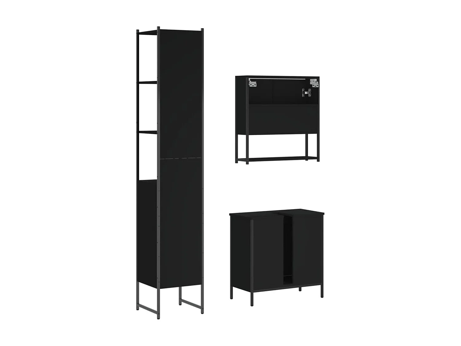 Ensemble de meubles salle de bain 3 pcs noir bois d'ingénierie