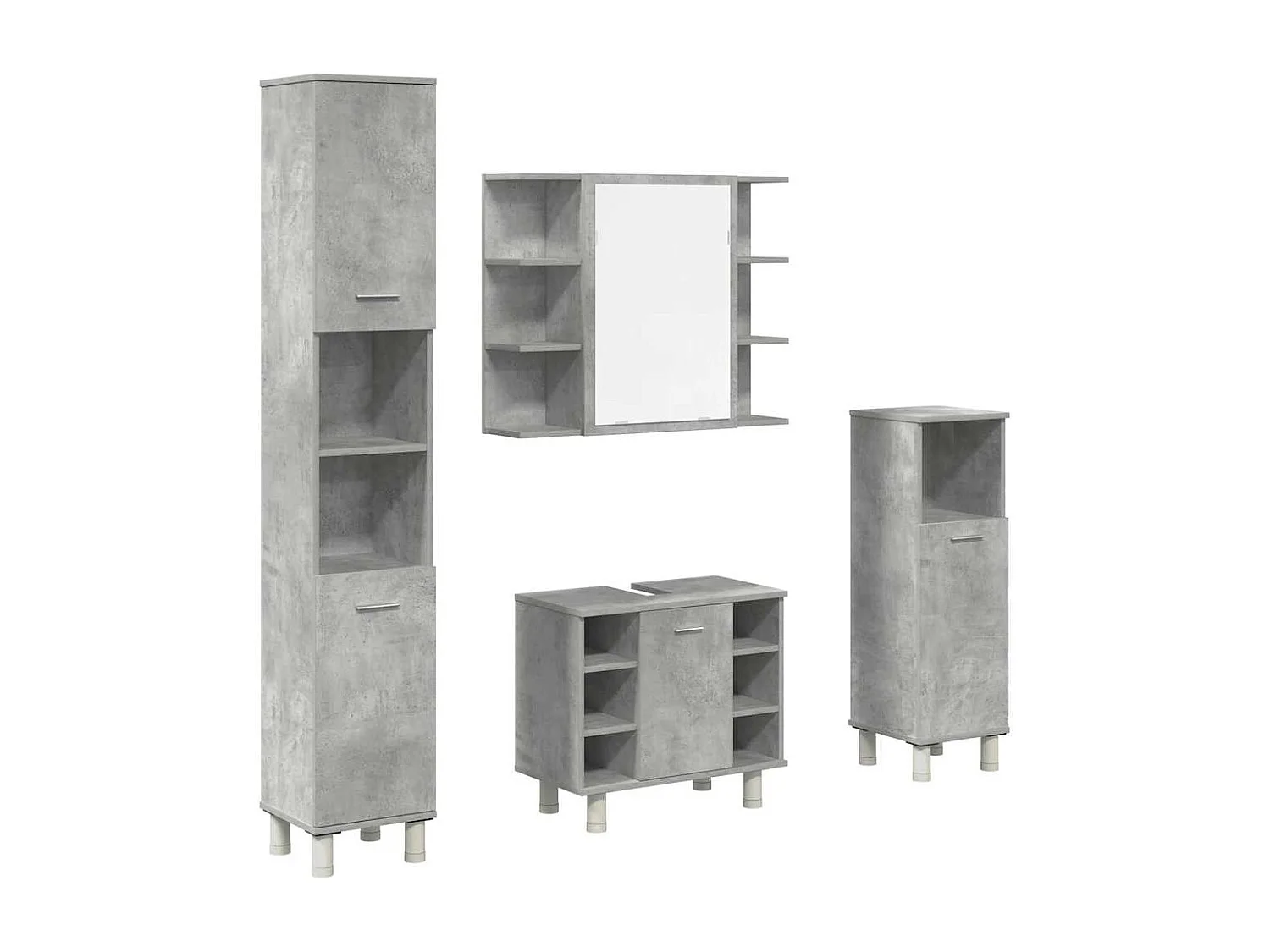 Set di mobili da bagno 4 pezzi grigio cemento
