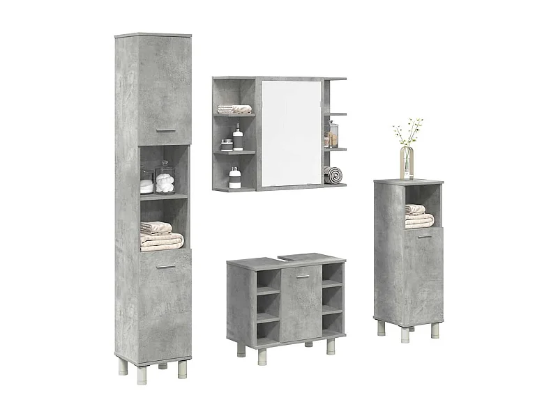 Set di mobili da bagno 4 pezzi grigio cemento