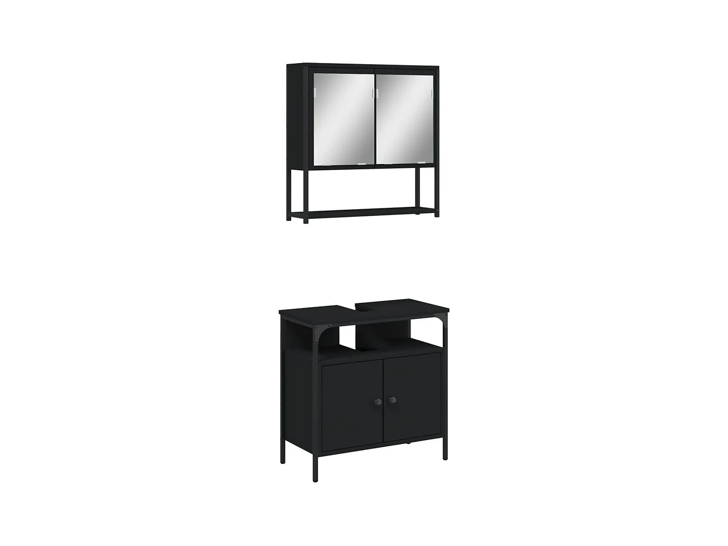 Ensemble de meubles salle de bain 2 pcs noir bois d'ingénierie