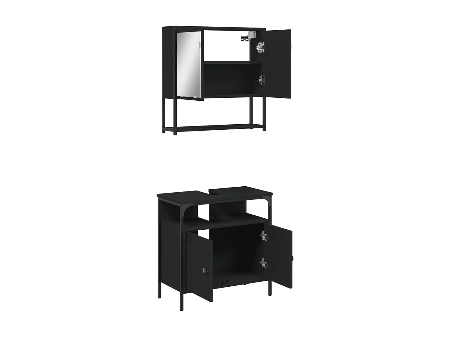 Ensemble de meubles salle de bain 2 pcs noir bois d'ingénierie