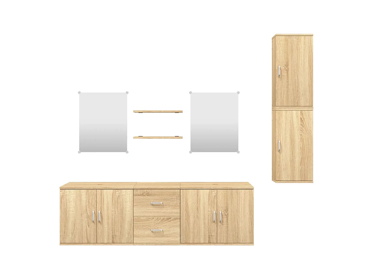 Ensemble de meubles salle de bain 7 pcs chêne bois d'ingénierie