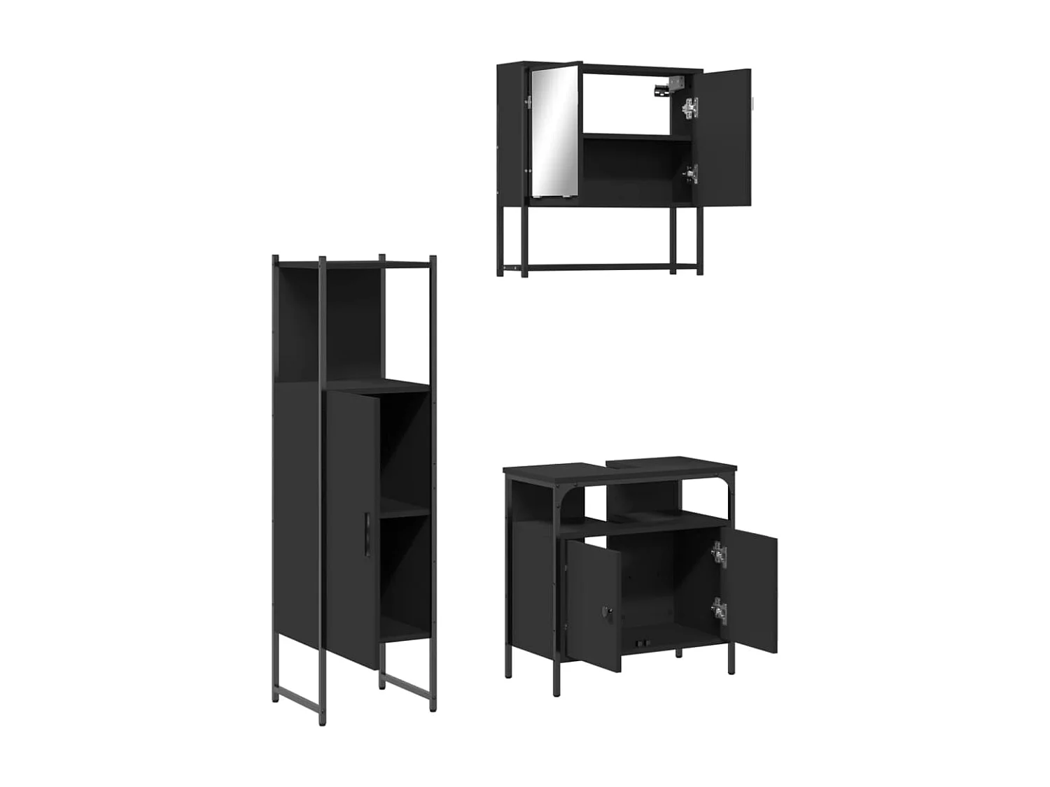 Ensemble de meubles salle de bain 3 pcs noir bois d'ingénierie
