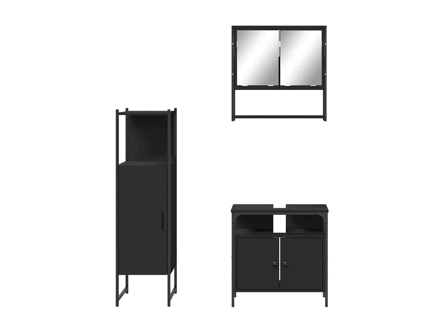 Ensemble de meubles salle de bain 3 pcs noir bois d'ingénierie
