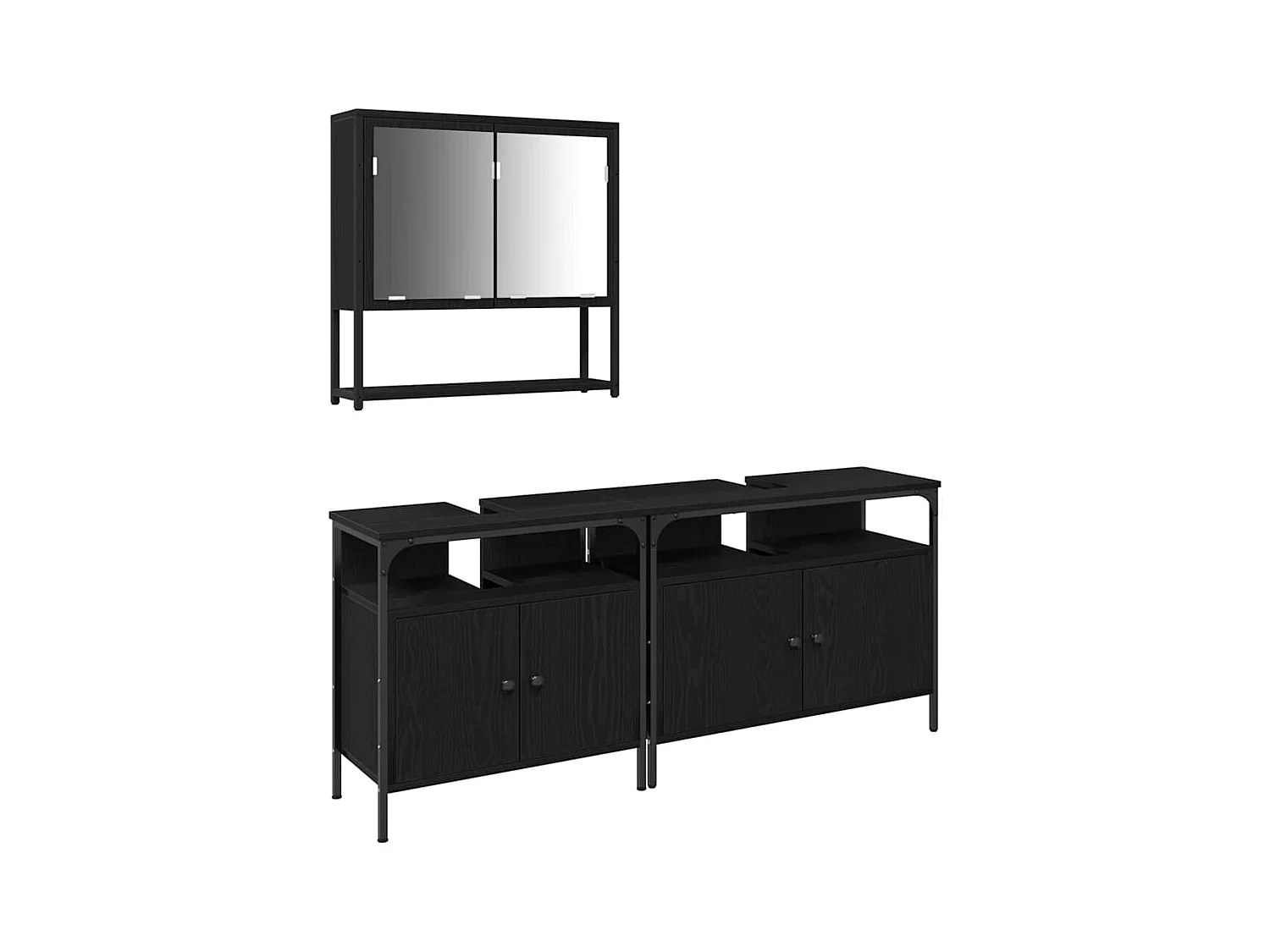 Ensemble de mobilier de salle de bain avec stockage 3 pcs Noir