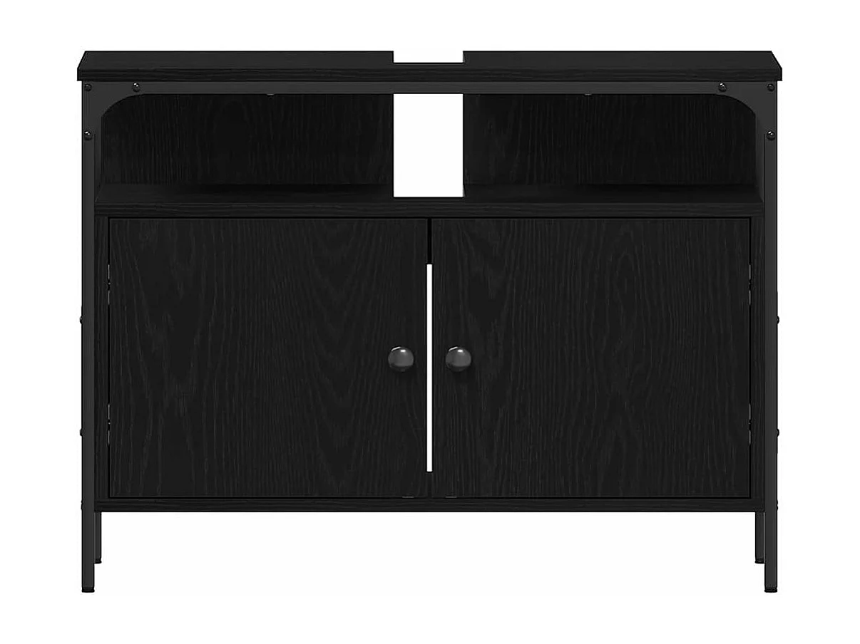 Ensemble de mobilier de salle de bain avec stockage 3 pcs Noir