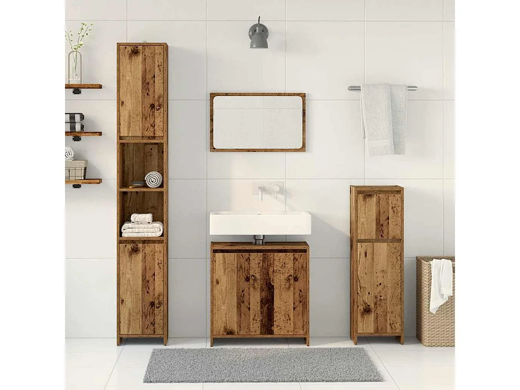 Ensemble de meubles salle de bain 4 pcs bois d'ingénierie