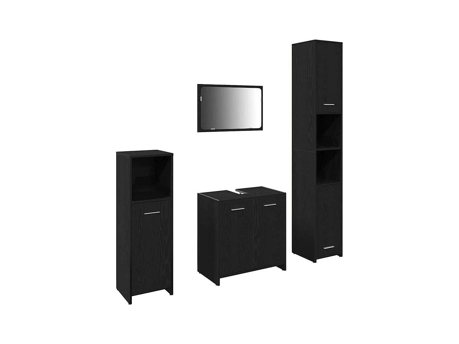 Set di mobili da bagno con mensola 4 pezzi rovere nero