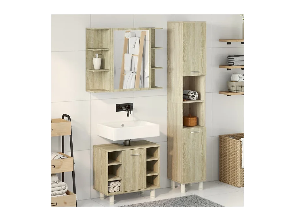 3-delige badkamermeubelset Sonoma Eiken