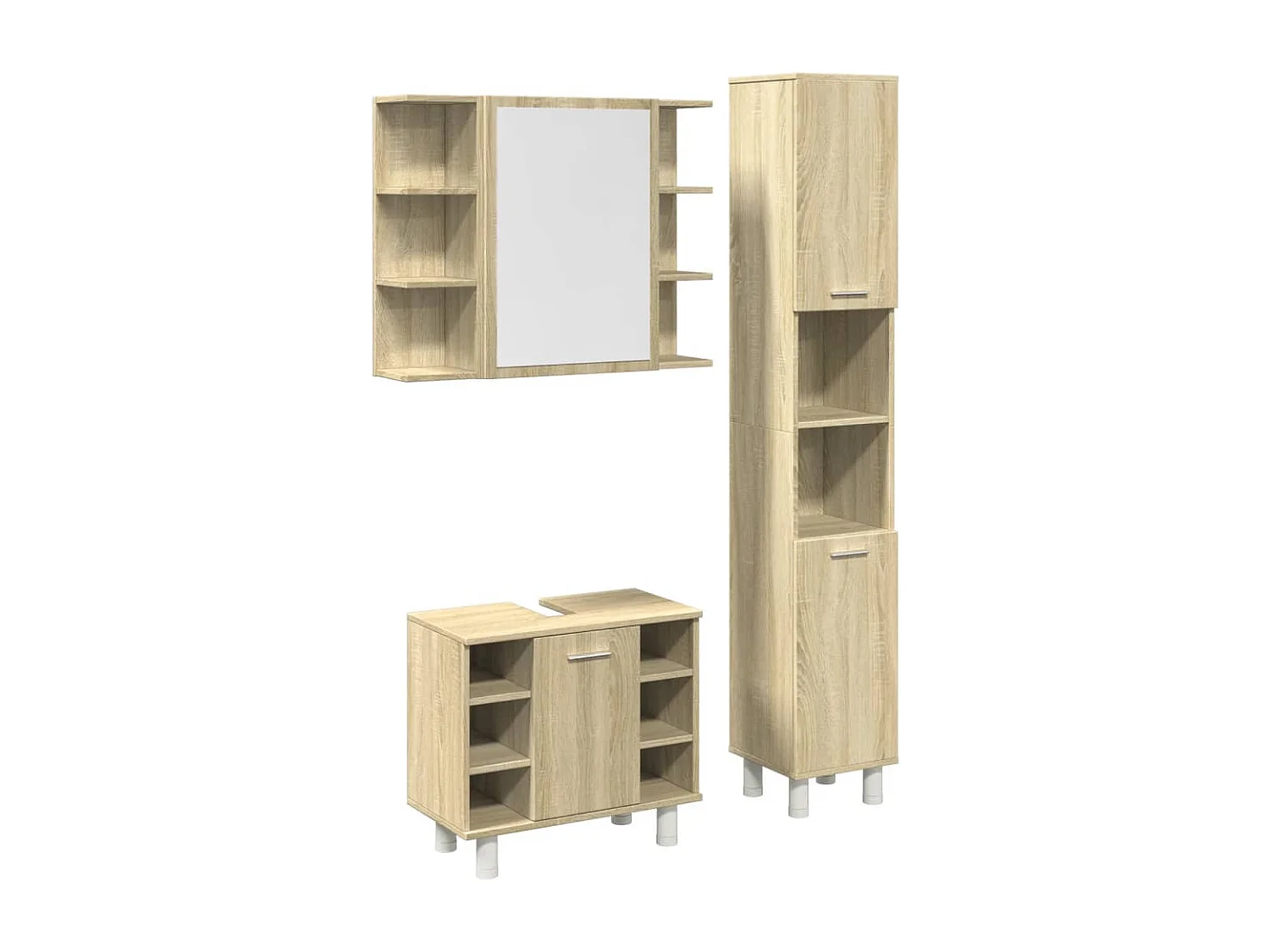 Set di mobili da bagno 3 pezzi in rovere Sonoma