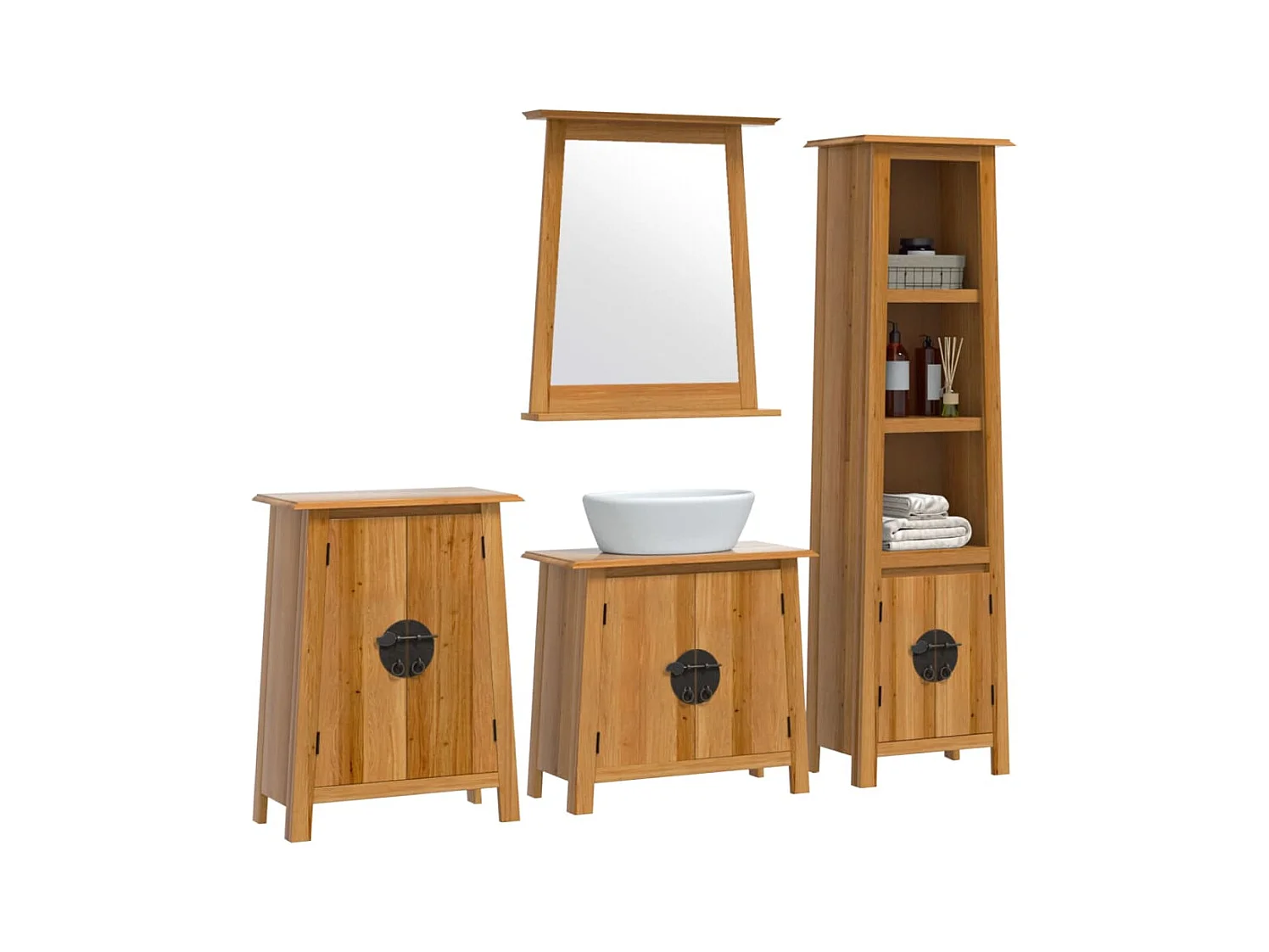 Ensemble de meubles de salle de bain 4 pcs bois de pin massif