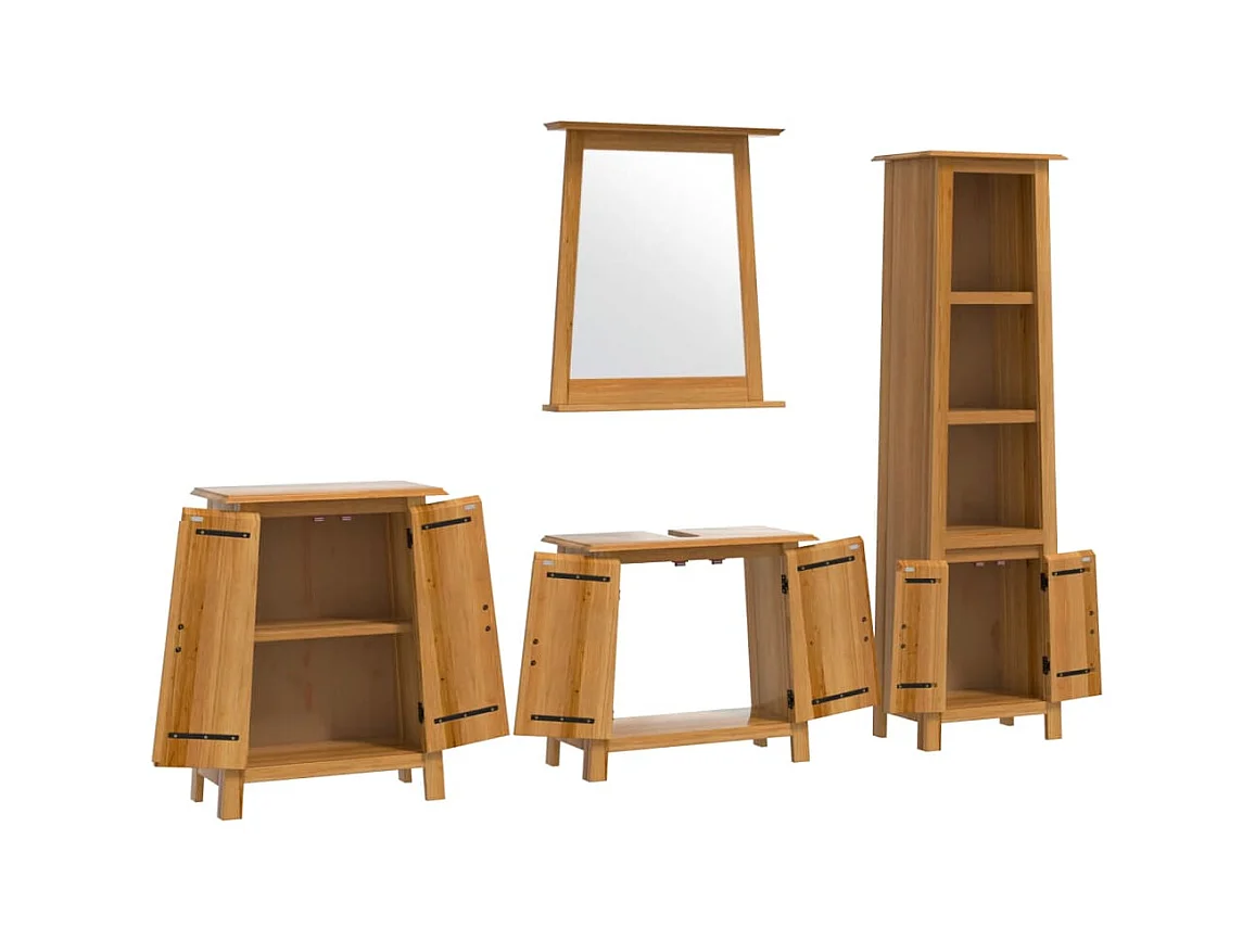 Ensemble de meubles de salle de bain 4 pcs bois de pin massif