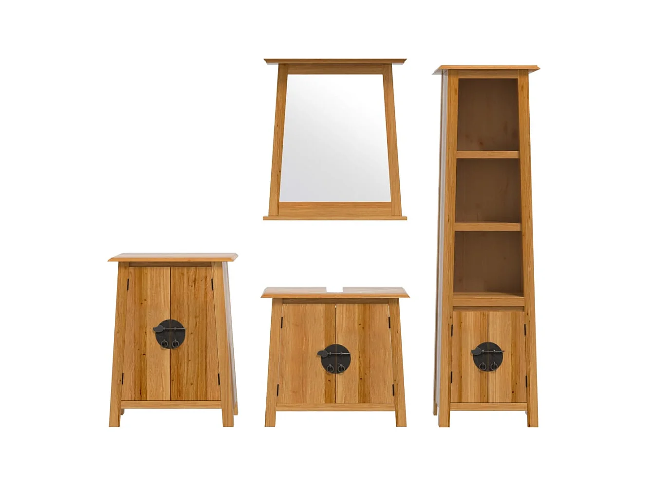 Ensemble de meubles de salle de bain 4 pcs bois de pin massif