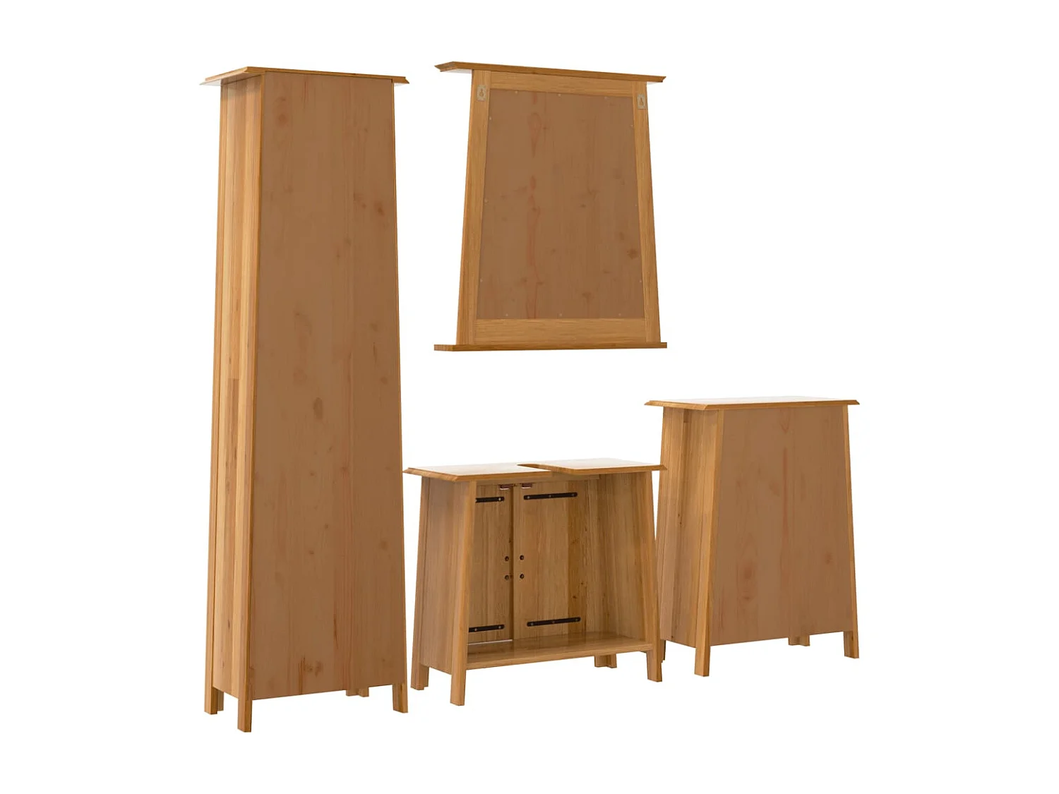 Conjunto de muebles de baño de 4 piezas fabricado en madera maciza de pino