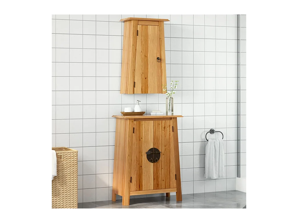 Ensemble de meubles de salle de bain 2 pcs bois de pin massif
