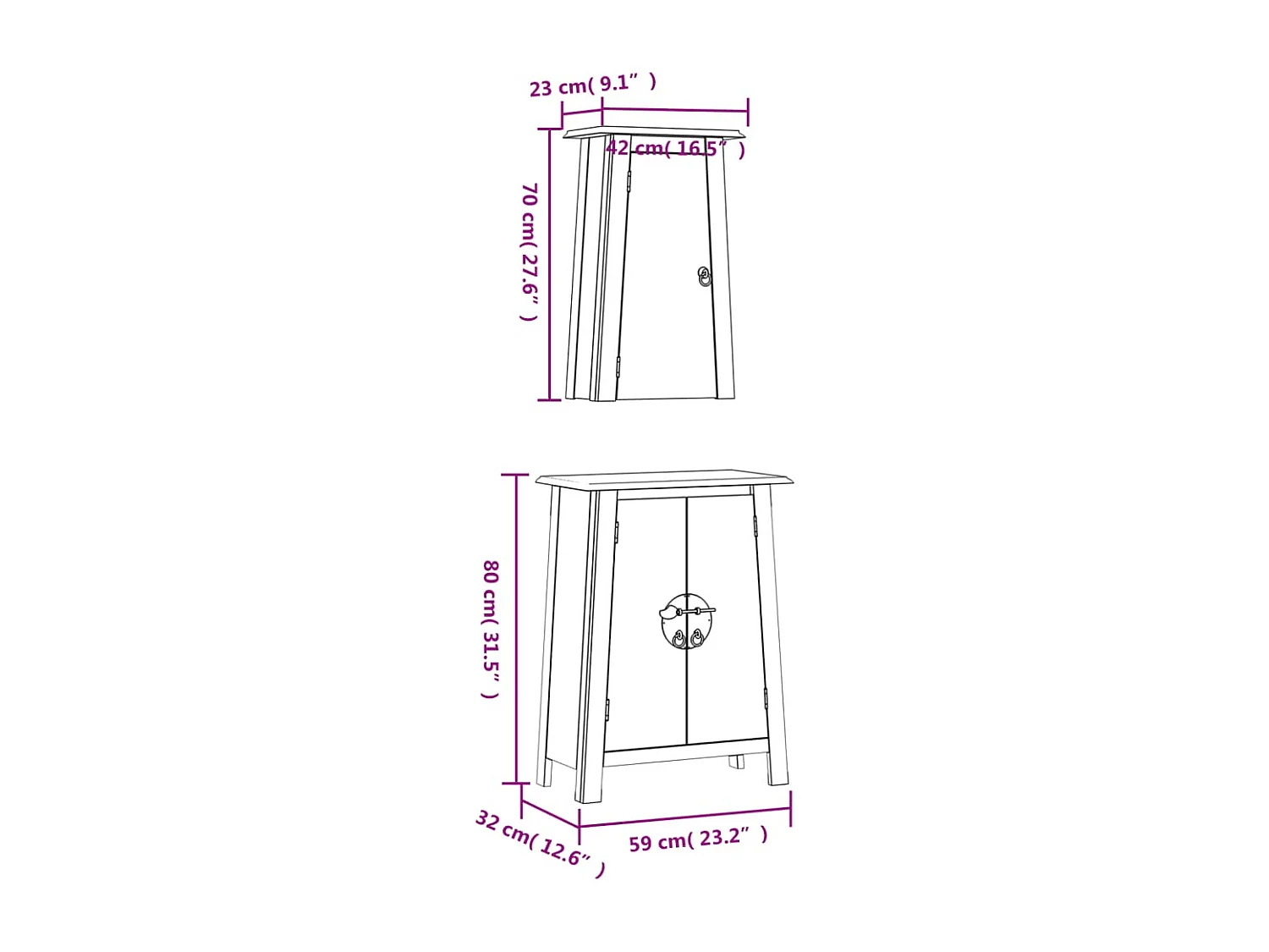 Ensemble de meubles de salle de bain 2 pcs bois de pin massif