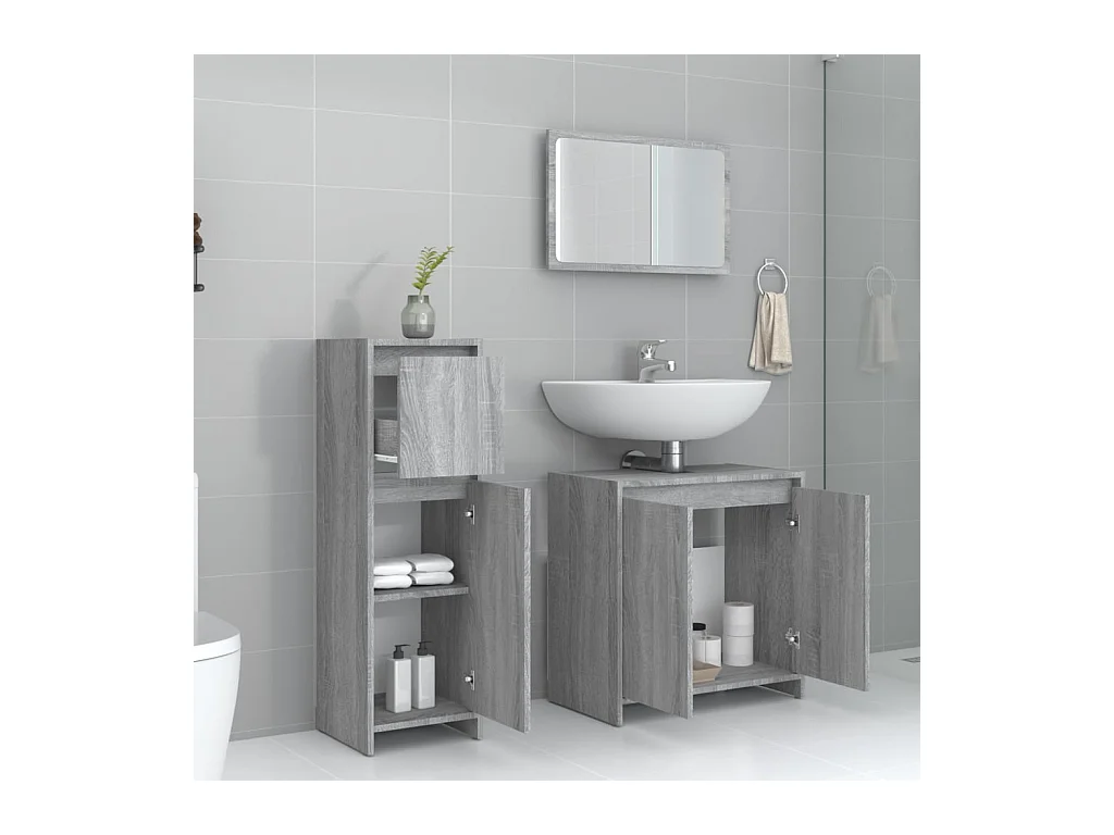 Set di mobili da bagno Sonoma Grey da 3 pezzi