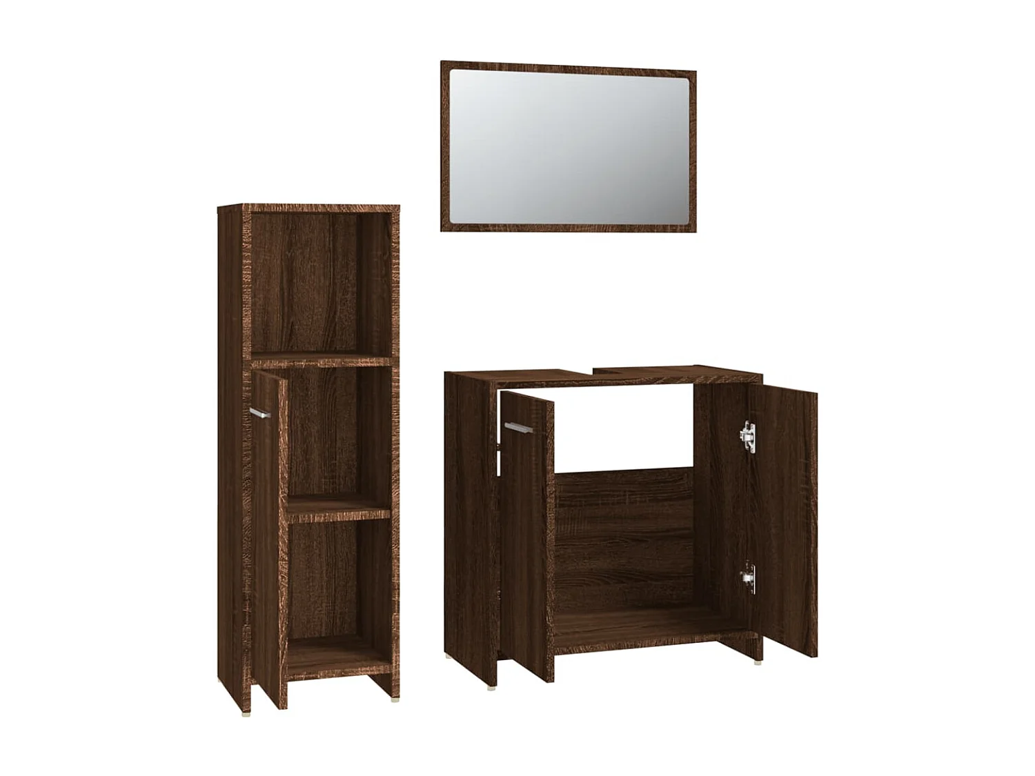 Ensemble de meubles de salle de bain 3 pcs Chêne marron