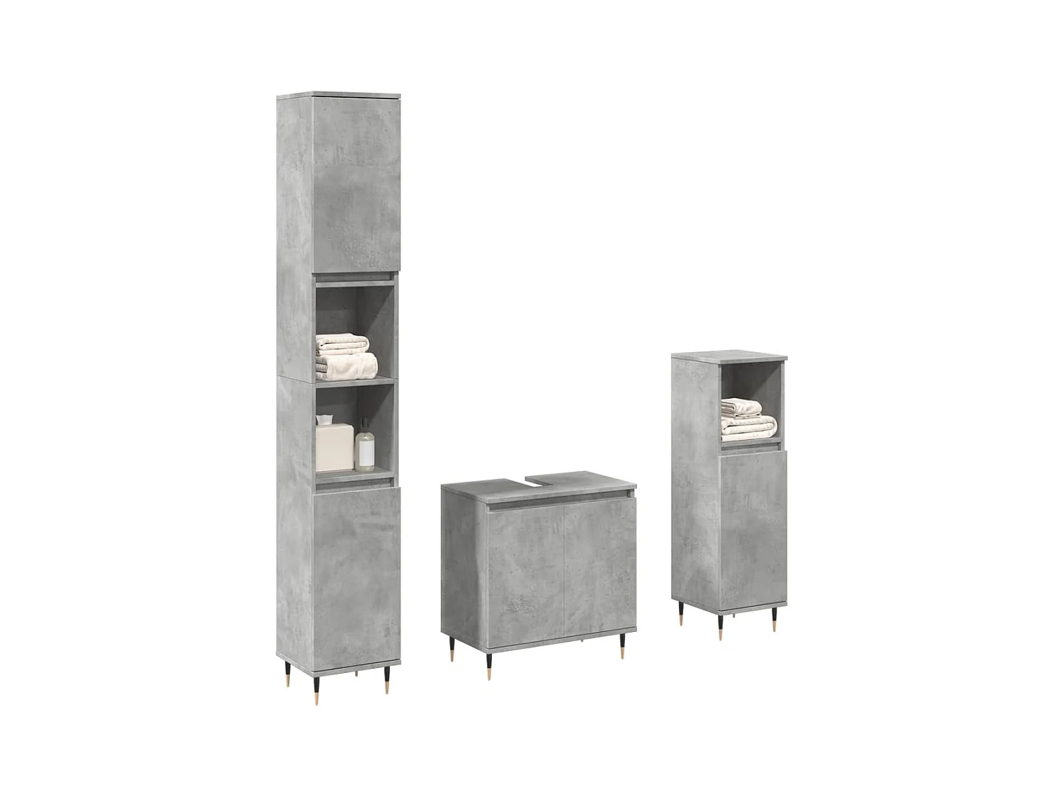 Ensemble de meubles de salle de bain 3 pcs gris béton