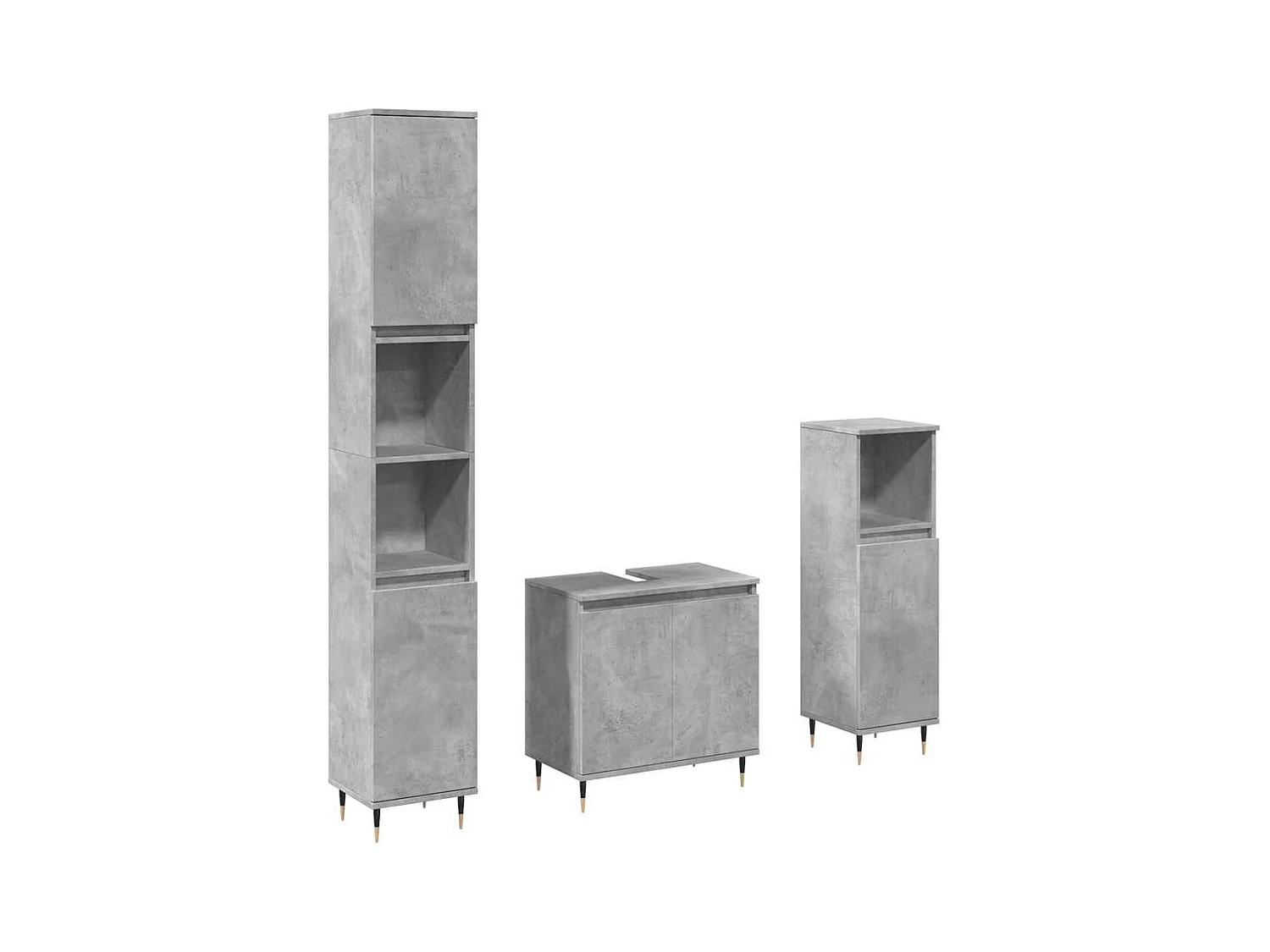 Ensemble de meubles de salle de bain 3 pcs gris béton