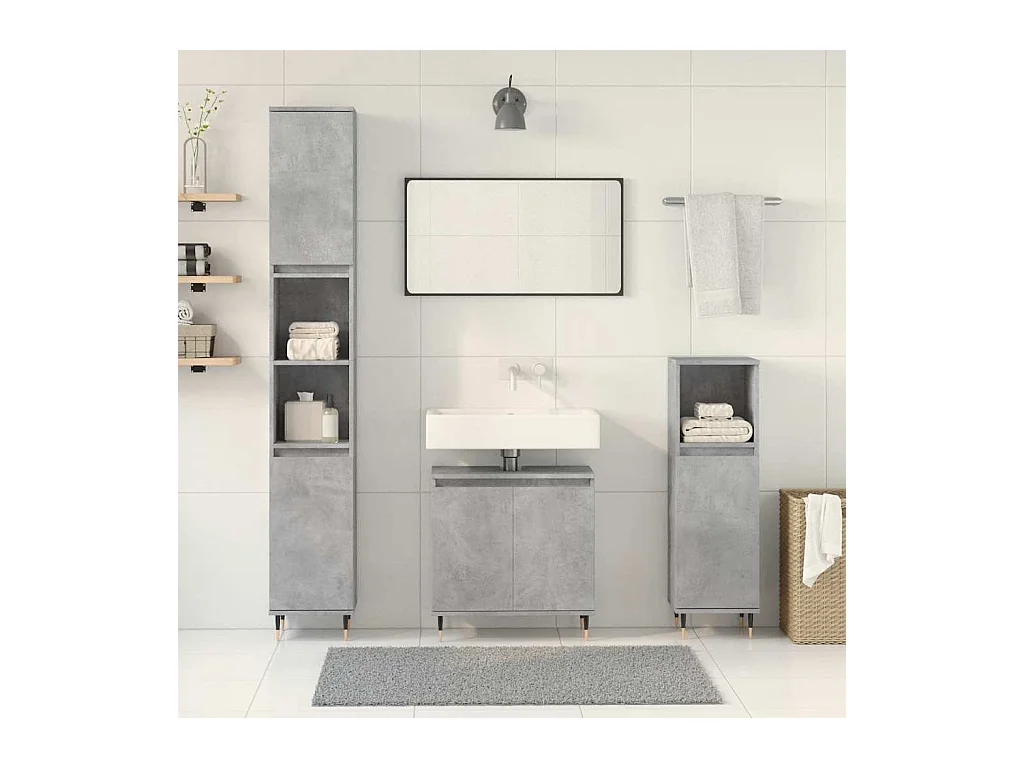 Ensemble de meubles de salle de bain 3 pcs gris béton