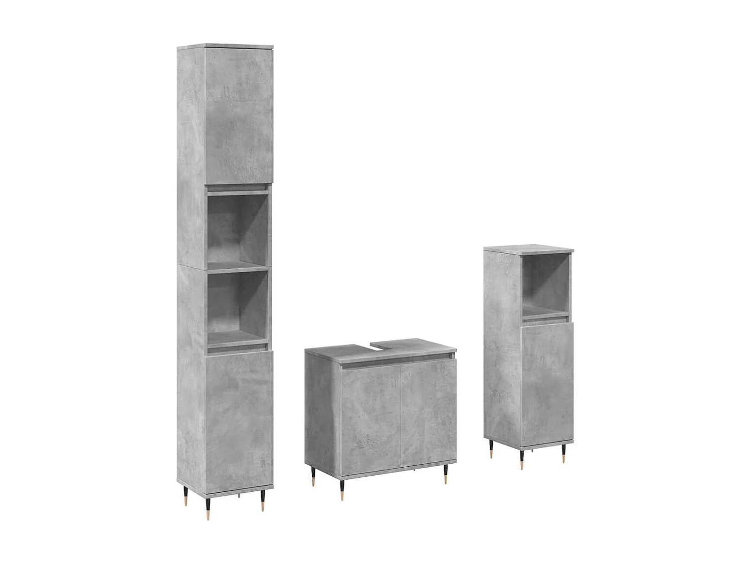 Ensemble de meubles de salle de bain 3 pcs gris béton