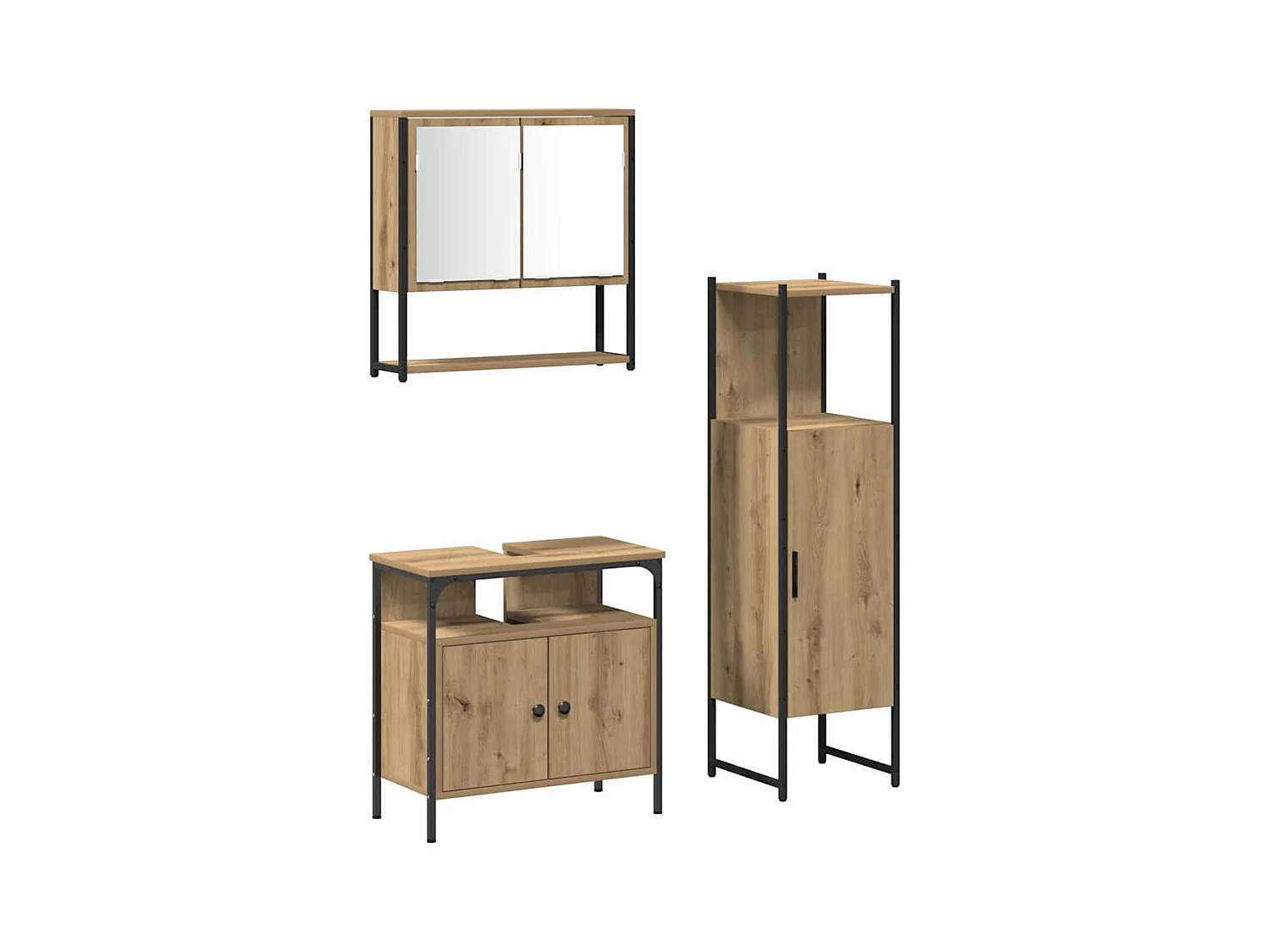 Ensemble de mobilier de salle de bain avec porte 3 pcs Marron