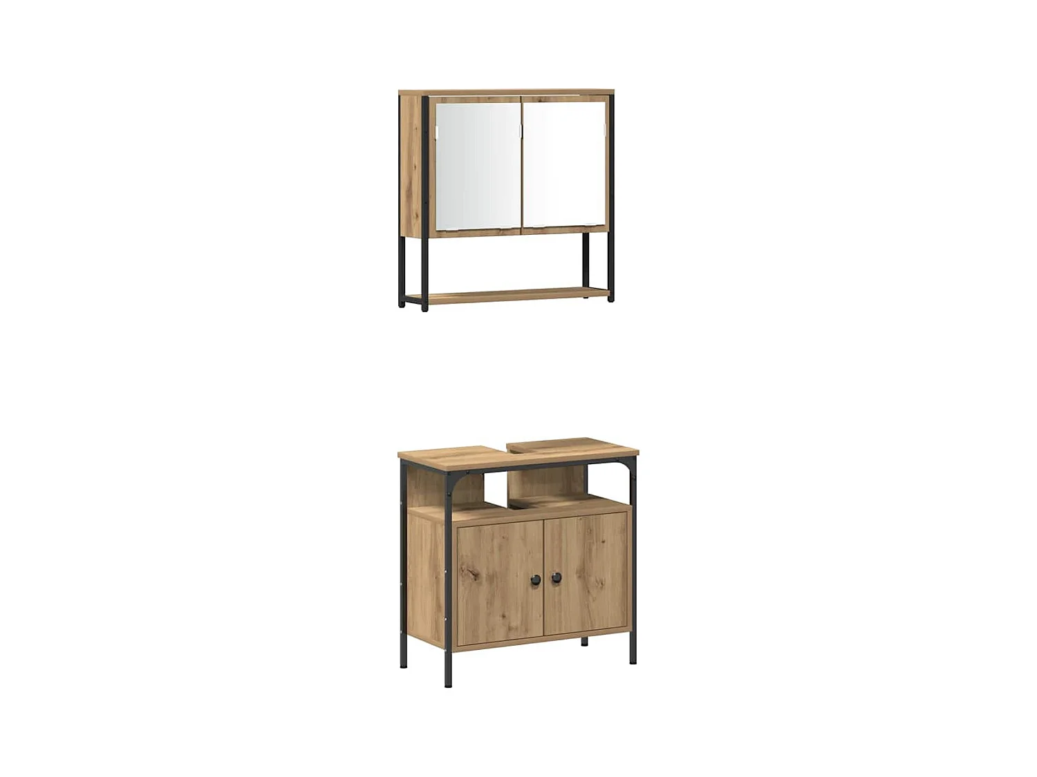 Ensemble de mobilier de salle de bain avec porte 3 pcs Marron